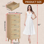 Rattan Chest of Drawers Bedroom with 5 Boho