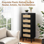 Rattan Chest of Drawers Bedroom with 5 Boho