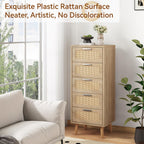 Rattan Chest of Drawers Bedroom with 5 Boho