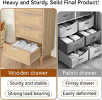 Rattan Chest of Drawers Bedroom with 5 Boho