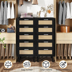 Rattan Chest of Drawers Bedroom with 5 Boho