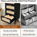 Rattan Chest of Drawers Bedroom with 5 Boho