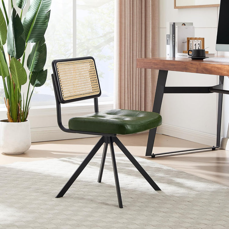 Rattan Desk Chair No Wheels Mid Century Modern