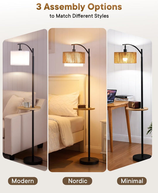 Rattan Floor Lamp for Living Room Standing
