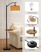 Rattan Floor Lamp for Living Room Standing