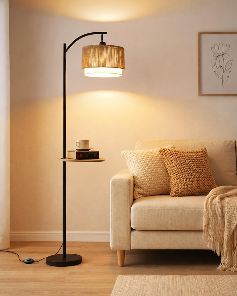 Rattan Floor Lamp for Living Room Standing