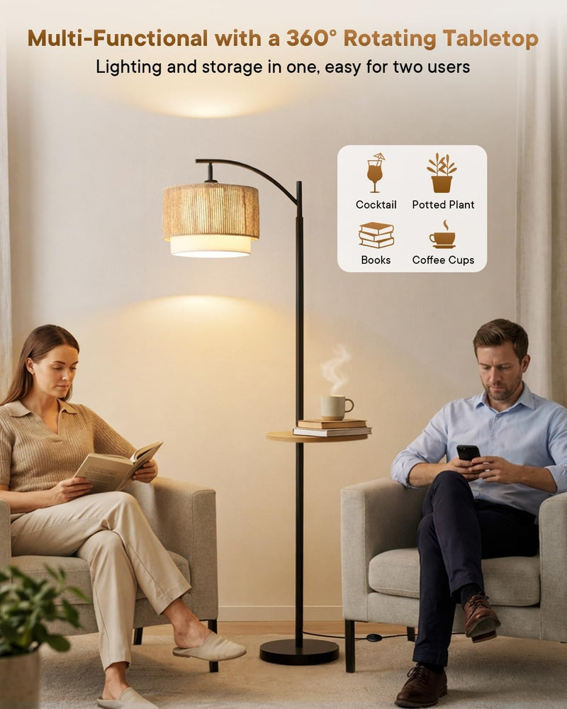 Rattan Floor Lamp for Living Room Standing