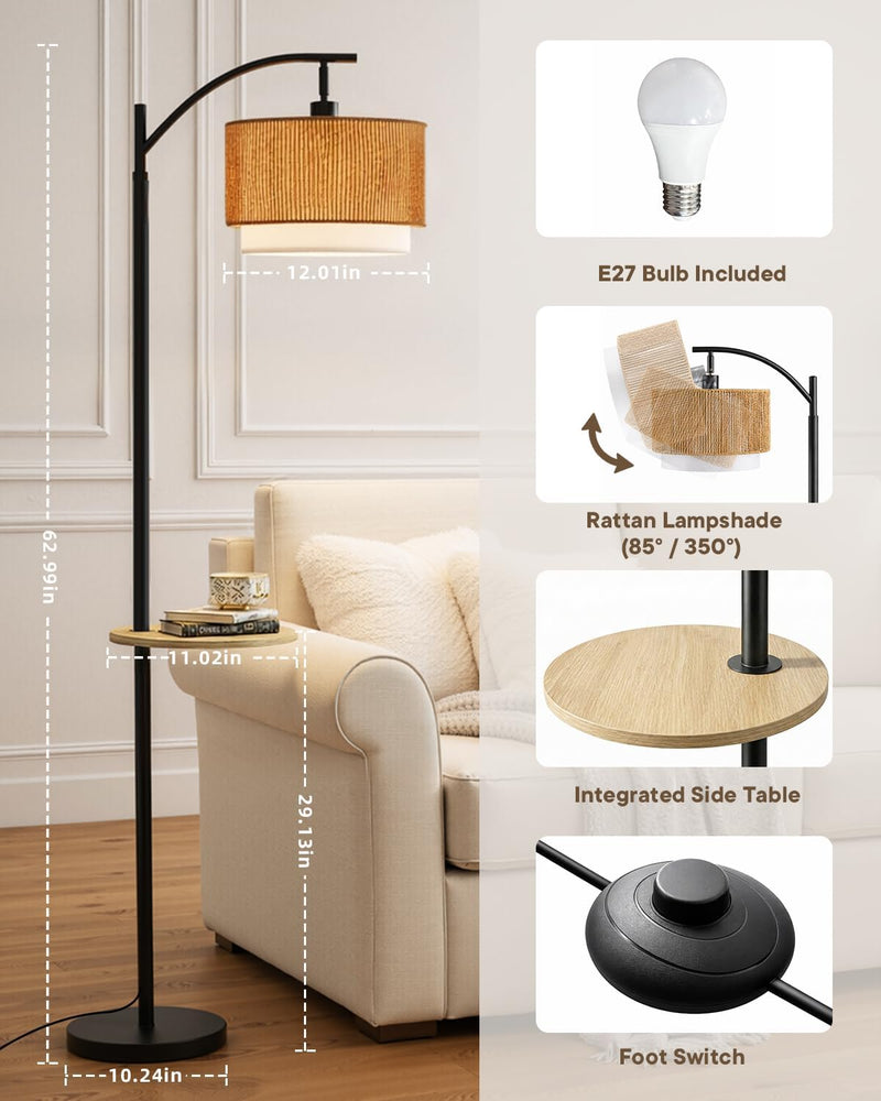 Rattan Floor Lamp for Living Room Standing