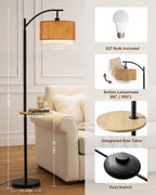 Rattan Floor Lamp for Living Room Standing