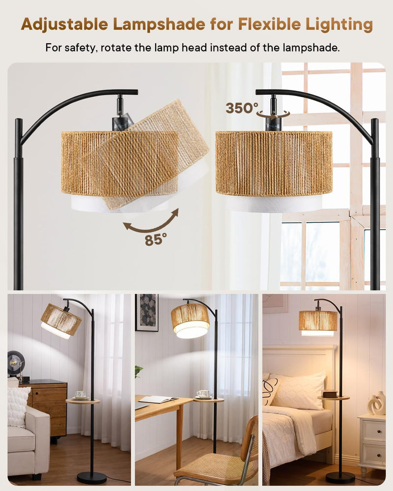Rattan Floor Lamp for Living Room Standing