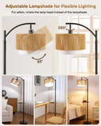 Rattan Floor Lamp for Living Room Standing