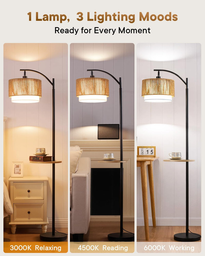 Rattan Floor Lamp for Living Room Standing