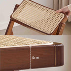 Rattan Folding Chair Backrest Minimalist Homestay Solid Wood
