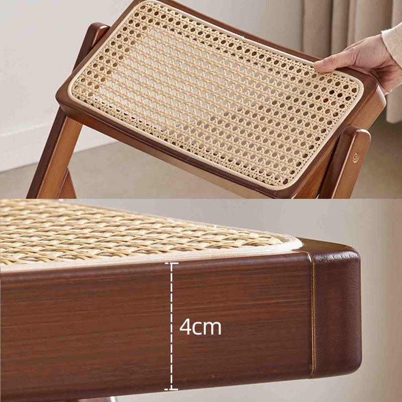 Rattan Folding Chair Backrest Minimalist Homestay Solid Wood