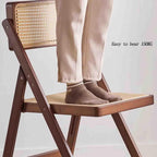 Rattan Folding Chair Backrest Minimalist Homestay Solid Wood