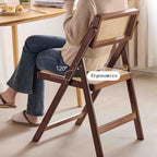 Rattan Folding Chair Backrest Minimalist Homestay Solid Wood