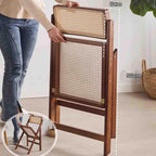 Rattan Folding Chair Backrest Minimalist Homestay Solid Wood