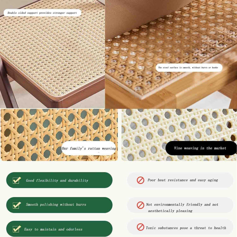 Rattan Folding Chair Backrest Minimalist Homestay Solid Wood