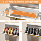 Rattan Shoe Storage Cabinet with 4 Flip Drawers
