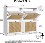 Rattan Shoe Storage Cabinet with 4 Flip Drawers