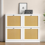 Rattan Shoe Storage Cabinet with 4 Flip Drawers