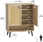 Rattan Shoe Storage Unit 4 Tier Wooden Rack
