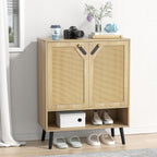 Rattan Shoe Storage Unit 4 Tier Wooden Rack