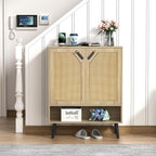 Rattan Shoe Storage Unit 4 Tier Wooden Rack