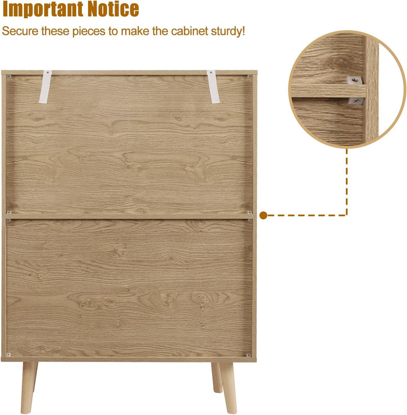 Rattan Sideboard Cabinet with 2 Doors Kitchen Storage