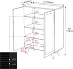 Rattan Sideboard Cabinet with 2 Doors Kitchen Storage
