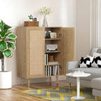 Rattan Sideboard Cabinet with 2 Doors Kitchen Storage
