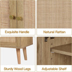 Rattan Sideboard Cabinet with 2 Doors Kitchen Storage