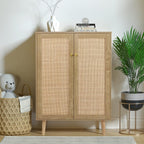 Rattan Sideboard Cabinet with 2 Doors Kitchen Storage
