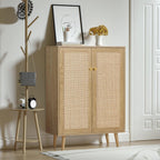 Rattan Sideboard Cabinet with 2 Doors Kitchen Storage
