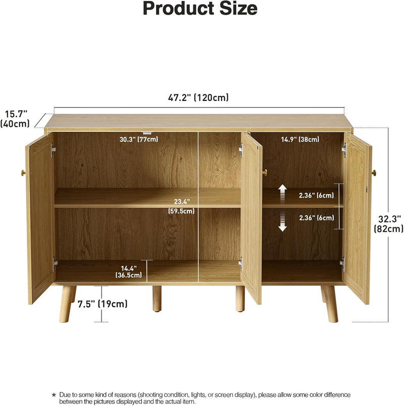 Rattan Sideboards for Living Room Buffet Storage Cabinet