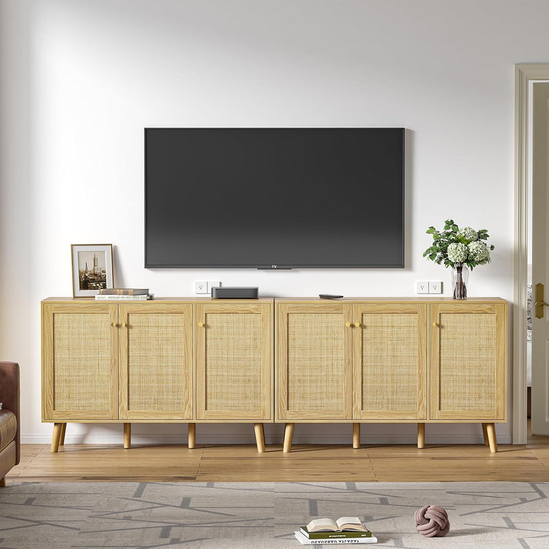 Rattan Sideboards for Living Room Buffet Storage Cabinet