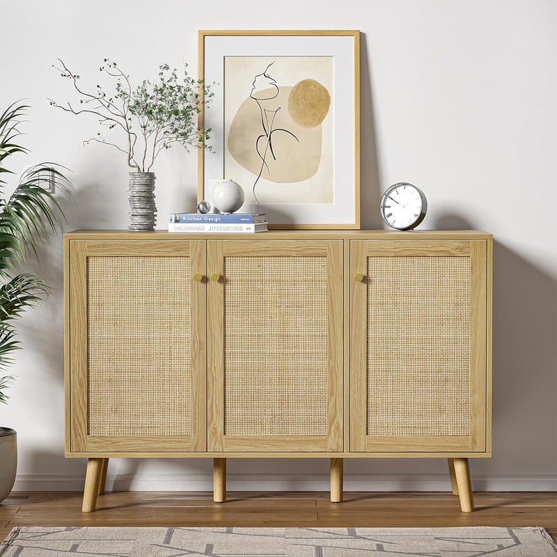 Rattan Sideboards for Living Room Buffet Storage Cabinet