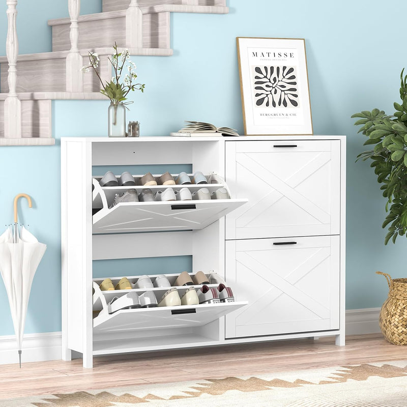 Shoe Storage Cabinet with 4 Flip Drawers 16-24