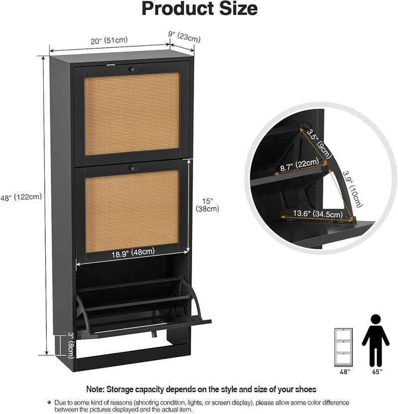 Shoe Storage Cabinet with 4 Flip Drawers 16-24