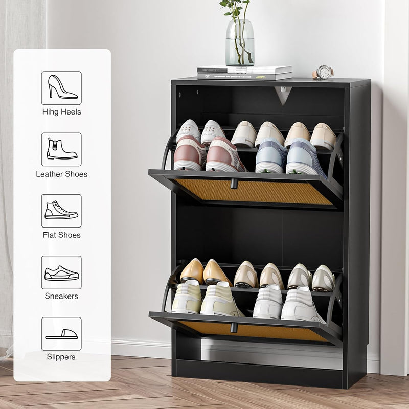 Shoe Storage Cabinet with 4 Flip Drawers 16-24