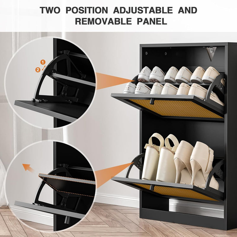 Shoe Storage Cabinet with 4 Flip Drawers 16-24
