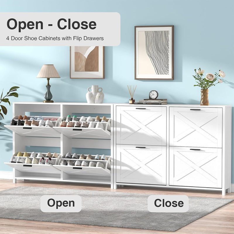 Shoe Storage Cabinet with 4 Flip Drawers 16-24