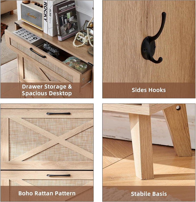 Rattan Slim Narrow Shoe Storage with 2 Flip