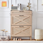 Rattan Slim Narrow Shoe Storage with 2 Flip