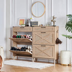 Rattan Slim Narrow Shoe Storage with 2 Flip