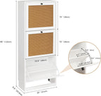 Rattan Slim Shoe Storage Cabinet with 4 Flip