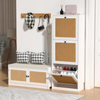 Rattan Slim Shoe Storage Cabinet with 4 Flip