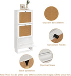 Rattan Slim Shoe Storage Cabinet with 4 Flip