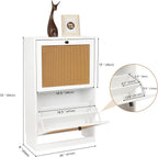 Rattan Slim Shoe Storage Cabinet with 4 Flip