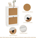 Rattan Slim Shoe Storage Cabinet with 4 Flip
